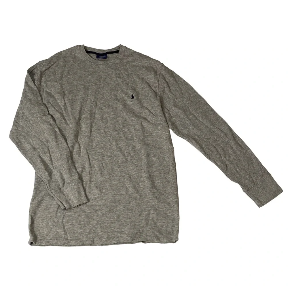 Polo Ralph Lauren Mens 2XL Gray Waffle Knit Thermal‎ Long Sleeve Sleepwear Shirt